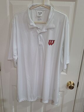 Team 365 Wisconsin Badgers Men's Zone Performance Polo Shirt - White - Size 3XL